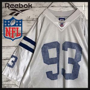 【リーボック】NFL アメフトゲームシャツ　白　メッシュ　オーバー　K53