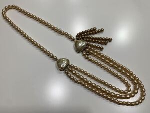 1 иен ~ оценка settled товар CHANEL Chanel Vintage поддельный жемчуг колье примерно 80cm