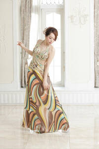 kyaba marble pattern jewel body art long dress LuxeStyle S size equipped 