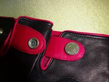 美品 dunhill ダンヒル レザー 手袋 グローブ Mサイズ ラムスキン シルク メンズ ブラックｘピンク イタリア製_画像6