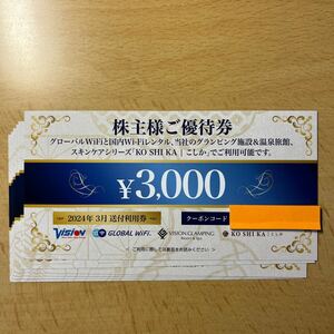 ビジョン VISION 株主優待券 3000円分(在庫6枚、入札１で１枚) globalwifi