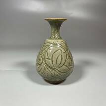 時代　青磁　花入　花瓶　唐物　中国古美術　箱付　サイズ：10.5cm_画像1