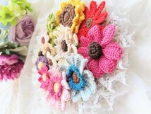 ◎Crochet コットン 手編み 花 モチーフ パーツ レース編み　たっぷり カラフル ハンドメイド １０◎_画像3