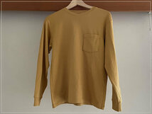 ［即決・送料無料］ユニクロ ソフトタッチクルーネックTシャツ 160 長袖 黄色 綿_画像1