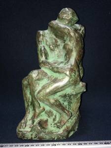 中古 レプリカ オブジェ オーギュスト ロダン Francois-Auguste-Rene Rodin 接吻 永遠の愛 Le baiser 西洋美術 鋳造 アルミ金属 高さ約28cm