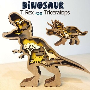【ティラノサウルス】インテリア ティラノサウルスorトリケラトプス 置物 木製 オーナメント Birthday ダイナソー ジュラ紀 ジュラシック 