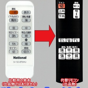 【代替リモコン182a】防水カバー付 National FFE2810184 互換 送料無料 (Panasonic SKP705001 にも対応) ナショナル シーリングファンの画像1