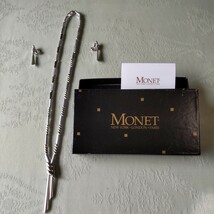 MONET モネ　ネックレス　イヤリング　セット　シルバーカラー　74cm 　MONET刻印_画像1