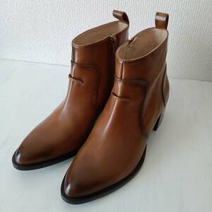 F47[ translation equipped new goods 31,000 jpy ] Spain made stefano brunnis short boots leather shoes shoes leather shoes 23cm tassel boots Camel boots 