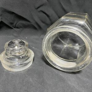当時物 ガラス瓶 キャンディーポット 飴屋瓶 昭和レトロ 気泡 保存瓶 アンティーク 時代物 フタ付の画像3