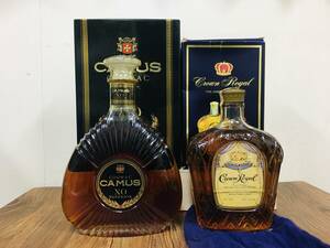 ワインボトル2本セット 箱付き CAMUS COGNAC,CROWN ROYAL 《未開栓/古酒》750ml,700ml-43%,40%