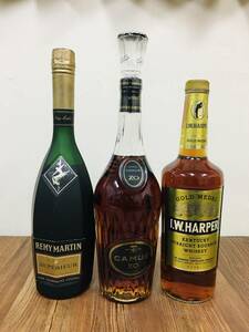 レミーマルタン、カミュ、i.w.happer 3本セット CAMUS COGNAC,REMY MARTIN SUPRIEUR,I.W.HAPPER 《未開栓/古酒》750ml,700ml-43%,40%