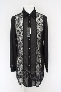 CIVARIZE / レース切り替えシフォンシャツ 46 ブラック O-24-03-23-008-CI-sh-YM-OS