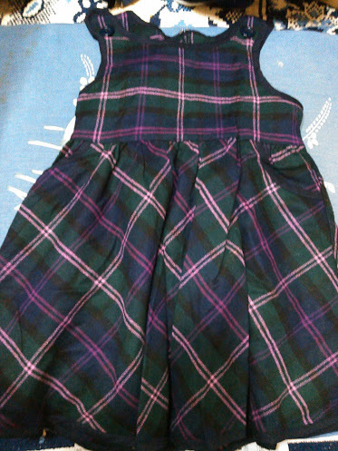 The Scotch House 袖なし　紫緑チェックワンピース