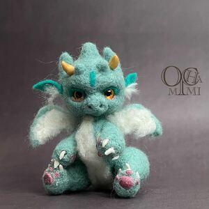  green Dragon hand riding miniature dragon . dragon wool felt hand made ..... West Dragon doll small articles 