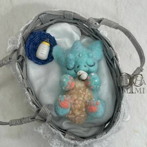 Art hand Auction ブルー ベビードラゴン 小さい ミニチュア 龍 辰 竜 羊毛フェルト ハンドメイド おちゃみみ 西洋ドラゴン ドール 小物, おもちゃ, ゲーム, ぬいぐるみ, 羊毛フェルト