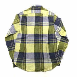 日本製 TOMORROWLAND トゥモローランド マドラスチェック リネンシャツ 黄色 メンズ /チェック シャツ 長袖シャツ 麻 トップス の画像2