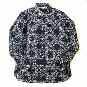 【美品】The Stylist Japan ザ スタイリストジャパン Paisley ボタンダウン ペイズリーシャツ size:L 紺 /長袖 BD シャツ バンダナ 総柄 