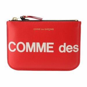 【コムデギャルソン】Comme des Garcons huge logo ビッグロゴ レザー カードケース 財布 ポーチ レッド 未使用【中古】200872