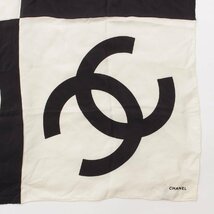 【シャネル】Chanel　ココマーク ロゴ バイカラー シルク スカーフ ブラック×ホワイト 【中古】【正規品保証】201587_画像5