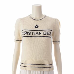 [ Dior ]DIOR cashmere . wool Logo short sleeves knitted sweater tops 154S09AM305 ivory 34 [ used ][ regular goods guarantee ]201612