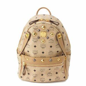 [ M si- M ]MCM Visee tos studs backpack rucksack MMK 5SVE80 beige [ used ][ regular goods guarantee ]191633