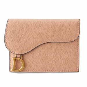 【ディオール】DIOR　サドル レザー カードケース パスケース ピンク 【中古】【正規品保証】194032