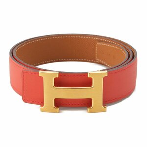 【エルメス】Hermes　コンスタンス リバーシブル レザー Hベルト □R刻印 レッド ブラウン 35 【中古】【正規品保証】202733