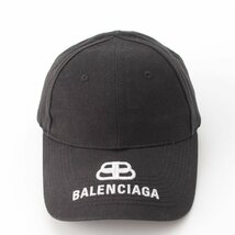 【バレンシアガ】Balenciaga　BBロゴ 刺繍 コットン ベースボールキャップ 帽子 577548 ブラック L 【中古】【正規品保証】201471_画像2