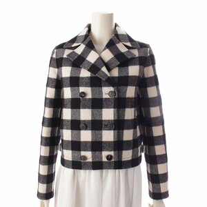 [ Christian Dior ]Christian Dior 19AW silver chewing gum check jacket short coat black F34[ used ]201610