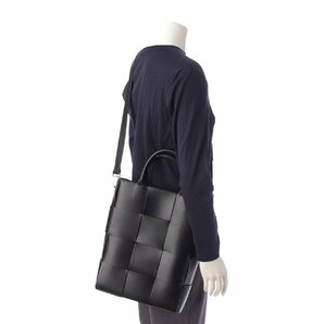 【ボッテガ ヴェネタ】Bottega Veneta メンズ マキシイントレチャート カセット 2wayトートバッグ ブラック【中古】203145の画像10