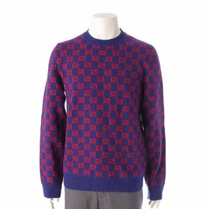 [ Gucci ]Gucci men's GG Jaguar do wool cashmere knitted sweater 597723 blue S [ used ][ regular goods guarantee ]203171