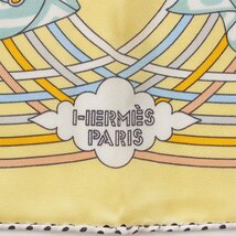 【エルメス】Hermes　カレ70 シルクスカーフ CARRES VOLANTS 空飛ぶカレ イエロー 【中古】【正規品保証】201245_画像7