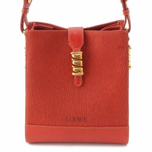 【ロエベ】Loewe　ベラスケス レザー ショルダーバッグ レッド×ゴールド 【中古】【正規品保証】200789