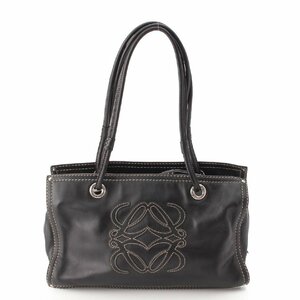 【ロエベ】Loewe　アナグラム レザー ショッパー トートバッグ ブラック 【中古】【正規品保証】195248