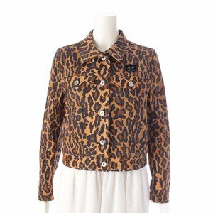 [ MiuMiu ]Miu Miu 18 year Leopard cat badge cotton jacket GWB033 Brown 36 [ used ][ regular goods guarantee ]202663