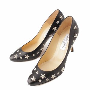 【ジミーチュウ】Jimmy Choo　スタースタッズ レザー ヒール パンプス ブラック 37 【中古】【正規品保証】203845