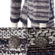 【シャネル】Chanel　ココボタン ツイード ジャケット スカート セットアップ P45436 ネイビー 34 【中古】【正規品保証】202639_画像8