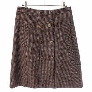 [ Gucci ]Gucci 07 year Logo button tweed wool pcs shape miniskirt 184978 Brown 42 [ used ][ regular goods guarantee ]203691