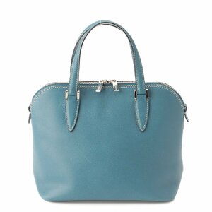 [varek -stroke la]Valextra leather handbag bag blue [ used ][ regular goods guarantee ]204725