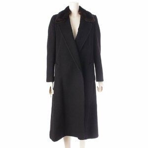 【マックスマーラ】Max mara　キャメル 襟ミンクファー付 ロングコート 10161793 ブラック 36 【中古】【正規品保証】203435