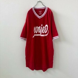 ya245 AHP 半袖　リンガー ビッグサイズ Vネック Tシャツ レッド赤 メンズ 5XL