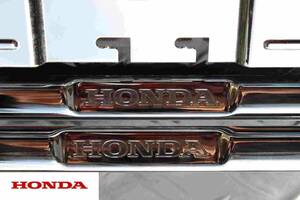 HONDAホンダ純正OP■シルバーメッキナンバーフレーム■N-BOX・N-ONE・N-VAN・フィット・ヴェゼル等■2枚■クリックポスト可185円