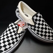 最値!新品!定7700円!名作ニットチェッカー!バンズ【VANS】CF クラシック スリッポン スニーカー!ブラック×ホワイト!黒白 希少25cm 箱付き_画像3