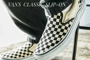 最値!新品!定7700円!名作ニットチェッカー!バンズ【VANS】CF クラシック スリッポン スニーカー!ブラック×ホワイト!黒白 27.5 ラスト1点!