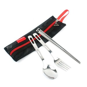  stainless steel steel cutlery 3 piece set portable spoon Fork chopsticks storage sack attaching .. present for going to school commuting outdoor mountain climbing travel GWHAS03S