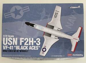 送料350円〜 希少 未使用品 Academy アカデミー 1/72 F2H-3 バンシー VF-41 ブラックエイセス カルトグラフデカール付 プラモデル