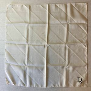 クリスチャンディオール　スカーフ　シルク　白系　無地　ロゴ　約57×56cm