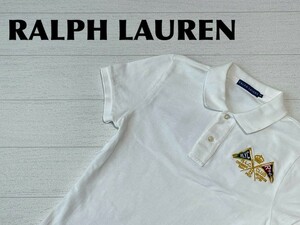 ☆送料無料☆ RALPH LAUREN ラルフローレン 古着 半袖 ポロシャツ レディース M ホワイト インパクト21 トップス 中古 即決