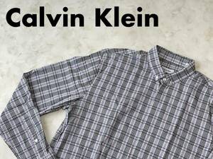 ☆送料無料☆ Calvin Klein カルバンクライン USA直輸入 古着 長袖 チェック 比翼仕立 ボタンダウン シャツ スリムフィット メンズ 161/2